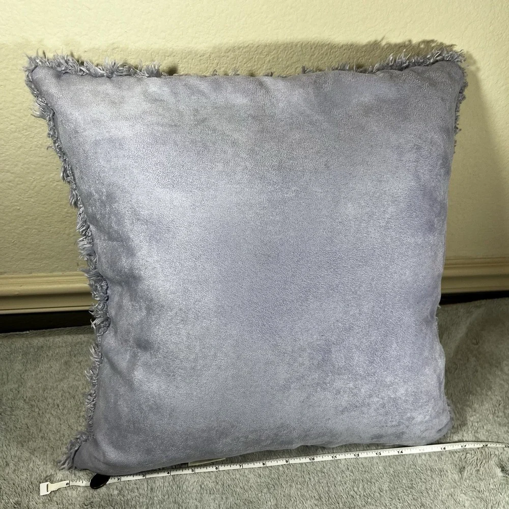 Pier 1 Shag Faux Fur Throw Pillow Light Purple / Lavender Square Decorative Boho